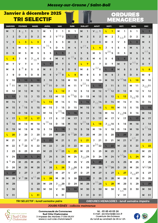 Calendrier ramassage des ordures & dchetteries | Mairie de Saint Boil